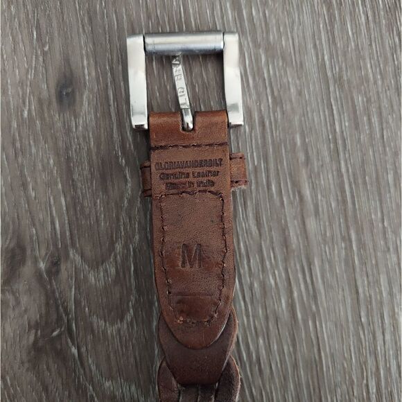 Gloria Vanderbilt Vintage Brown Leather Woven Belt Horseshoe Shaped Hardware M - Picture 4 of 7